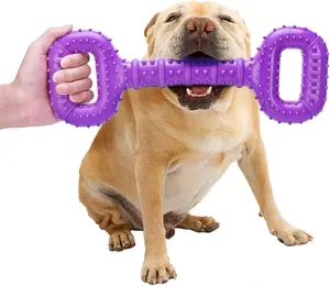 Feeko Dog Toys for Aggressive Chewers Large Breed 15 inch Interactive Dog Toy Large Long lasting Dog Toys with Convex Design Natural Rubber Tug-of-war Toy for Medium Large Dogs Tooth Clean (Purple)