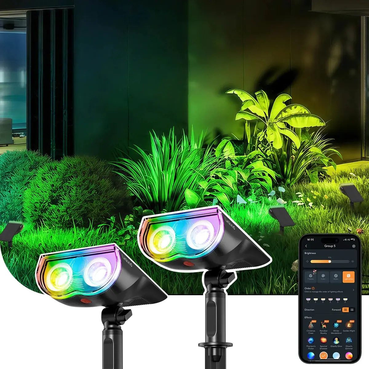 [Summer Vibes] Linkind Smart Solar Spotlight SL5C Color Changing Cool Warm White Landscape Lighting APP Control Solar Lights Outdoor IP67 Waterproof for Yard Garden Pathway