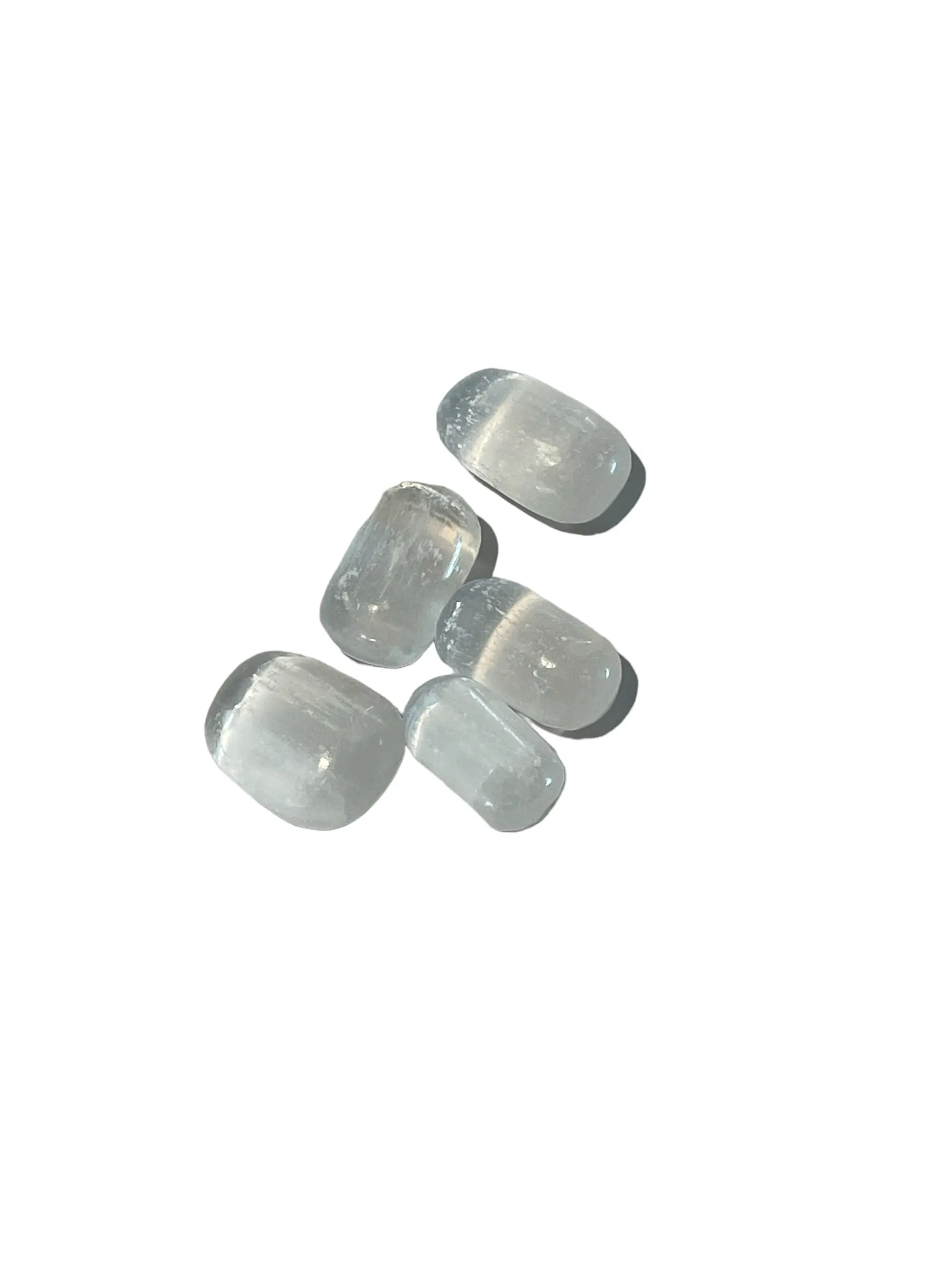 Polished Tumbled White Selenite Crystals - 0.75" to 1" Size Range - Great for Protection and Dispelling Negative Energy