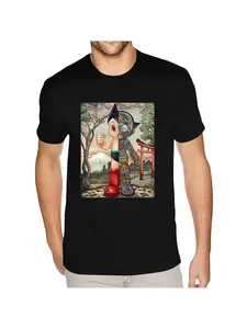 Unisex Astro Boy Anime Shirt, Cool Robot Breathable Polyester Top, Casual Short Sleeve Round Neck T-Shirt, Birthday Gift Tee