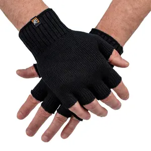Wool Fingerless Gloves - Super Soft Merino Wool - Made in the USA - Large - Black