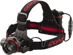 Coast White LED Bulb, 390 Lumens, Hands-free Flashlight Black Plastic Body, 4 AA Alkaline Batteries Included 19649
