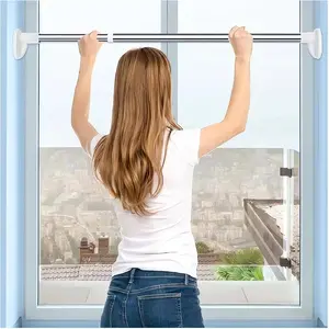 Drill Free Adjustable Rod - 2024 New Adjustable Pressure Curtain Rod Tension Window, Expandable No Drilling Shower Curtain Rod Spring Tension Rod for Closet Heavy Duty (13.7"-19.7")