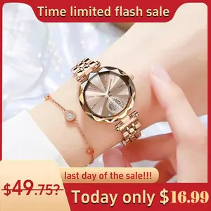 Women's Elegant Round Analog Quartz Watch – Diamond-Cut Glass, Waterproof & Versatile (with Gift Box & Adjuster)This watch blends elegant design with practical functionality, making it a trendy choice for party outfits and daily accessories.