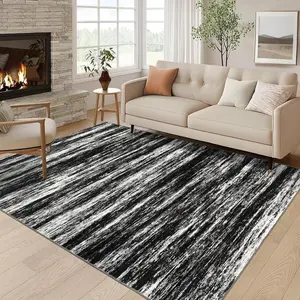 Modern Abstract Striped Runner Rug Washable Kitchen Runner Rug Stain Resistant with Non-Slip Backing Easy to Clean Floor Cover for Living Room Bedroom Hallway Laundry