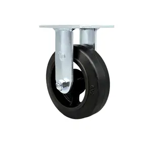 Service Caster SCC-30R620-RSR Rubber on Metal Rigid Top Plate Heavy Duty Caster with 6 in. Wheel - 450 lbs Capacity per Caster