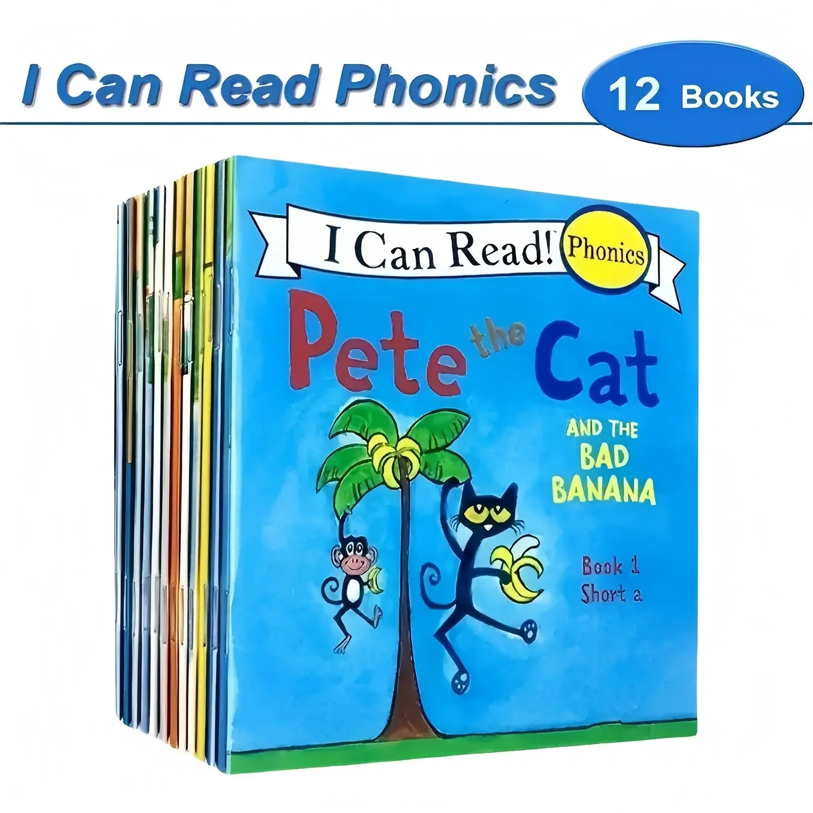 Pete the Cat I Can Read Phonics Natural Reading Book Set, 12 Books for English Language Learning, Kindergarten Readiness Book, Picture Book, Early Education Training, Childrens Books, Early Reader Books