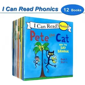 Pete the Cat I Can Read Phonics Natural Reading Book Set, 12 Books for English Language Learning, Kindergarten Readiness Book, Early Education Training