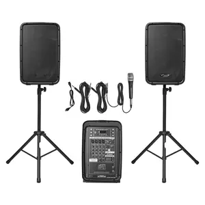 2 X 8 Inch Portable PA System With 300W Mixer, Bluetooth Mic, Two 8-Inch Speakers, 2-Channel Mixer, Echo And Reverb Effects, USB/SD Card, AUX In, Ideal For Parties, DJ Sets, Karaoke, Weddings, Outdoor Events And Public Address