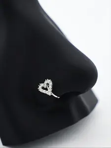 1 pcs Shiny Heart Nose Ring Fully Encrusted Zirconia Hypoallergenic Earrings Heart Shape Piercing Jewelry for Women