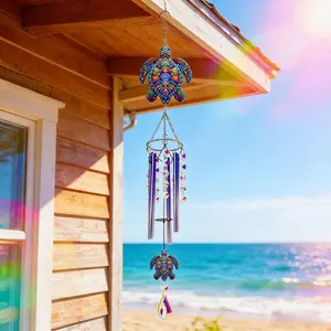 Turtle Wind Chimes for Outside, 3D Wind Chimes with Wind Spinner & Sun Catch, Outdoor Hanging Decor for Garden, Patio, Balcony, Ideal Gift
