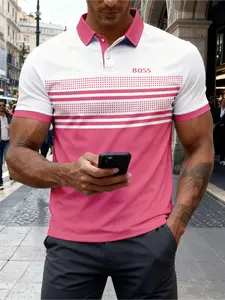 2026 Summer Fashionable Stylish Design BQSS Logo 3D Digital Print Menswear Polo Shirt for Men Trendy Casual Wear Comfortable Fit Breathable Fabric Top Button-down Collar Short-sleeved T-shirt 7 Color Options