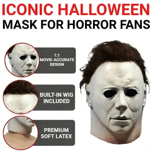 Authentic Halloween Michael Myers Mask - Classic design of 1978 movie, Halloween horror classic assassin role-playing prop, suitable for horror movie enthusiasts, collectors, costume prank props