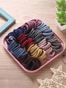 100pcs Women's Hashionable Simple, High Elasticity Thick Hair Scrunchies, Suitable For Everyday Use And Gift Giving Hair Ties Ponytail Holders Hair Elastics Hair Rope