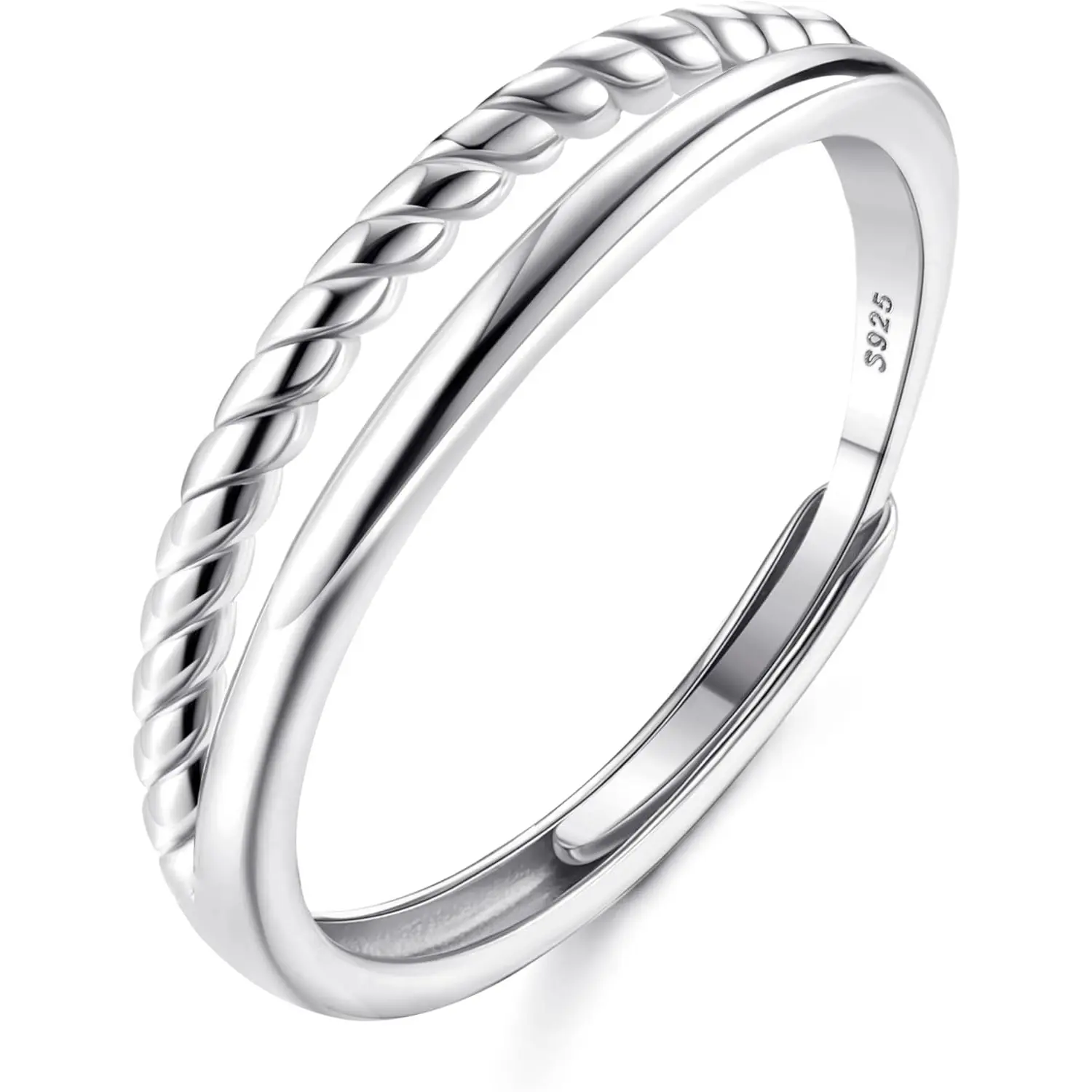 MILACOLATO 925 Sterling Silver Ring for Women Adjustable Thumb Rings Stacking Twist Band Ring Promise Ring Eternity Wedding Ring Engagement Rings Rose Gold Silver Gold Rings for Women Girls, Hypoallergenic Jewelry, Open Adjustable summerwins