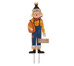 Glitzhome Fall Metal Scarecrow Yard Standing orHanging Sign