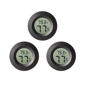 3 count Mini Hygrometer Thermometer Indoor Outdoor Round Humidity Meter Fahrenheit Celsius Switchable Temperature Gauge Humidity Sensor  for  Printer Reptile Jars