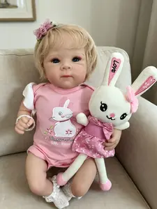 Real Look Reborn Baby Doll Girl 19 inch 48 cm Soft Vinyl Cloth Body Realistic  Baby Doll Rooted Hair Lifelike Newborn Doll Toy for Ages 3+