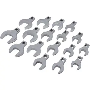 17 pc Metric Jumbo Crowfoot Wrench Set (MM) - Sizes from 20mm to 46mm - Storage Tray - Chrome Plated Carbon Steel