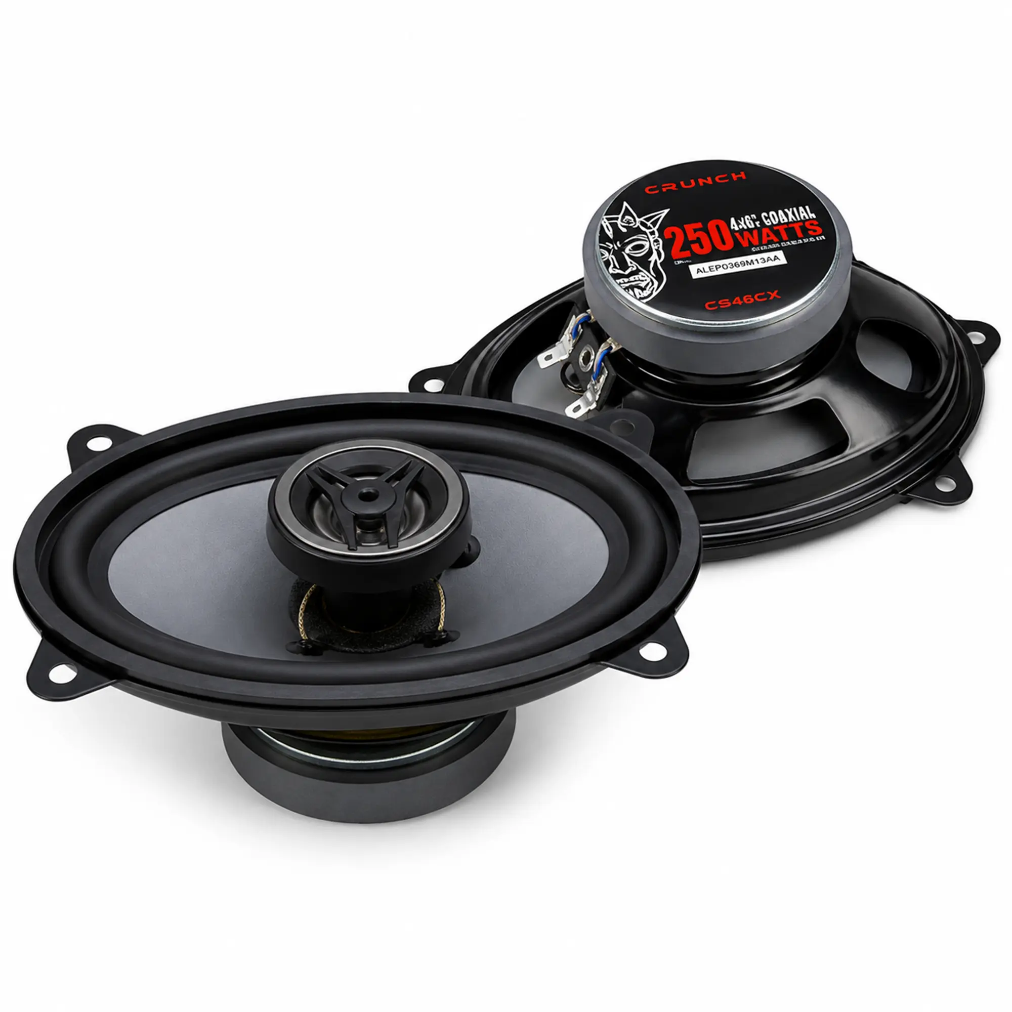 Crunch CS46CX 4x6 Inch 2-Way Car Speakers, 250W Coaxial Audio System, Black