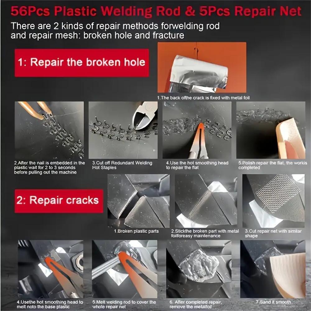 Upgraded 2 in 1 Plastic Welding Kit Hot Stapler Soldering GunTypes Staples for Car Bumper Repair Welder Machine Repair，Plastic welding gun repair tool set suitable for automobiles