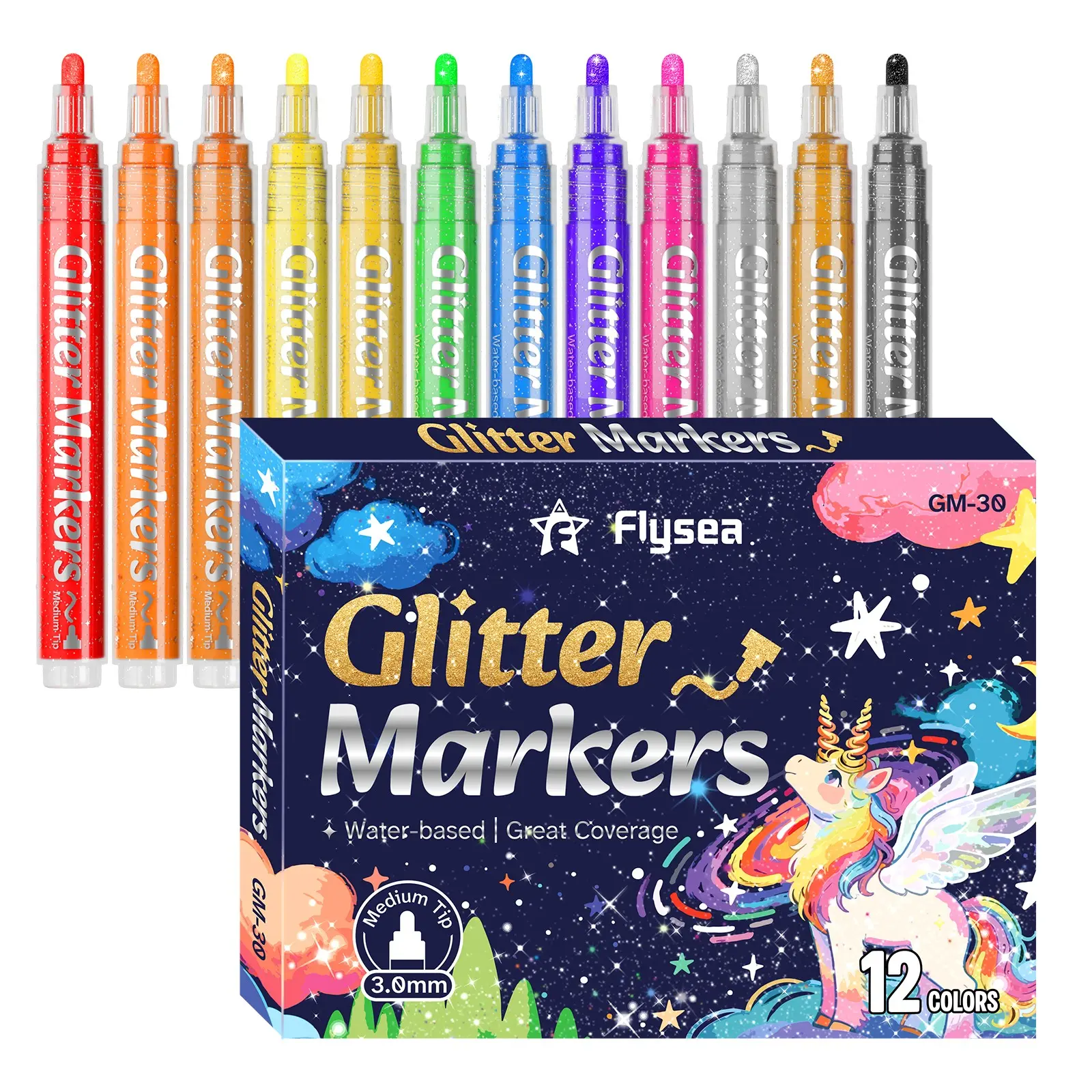 12/24 Colors Glitter Markers, 3mm Nib Acrylic Markers, Smooth Fluid Lines, Calligraphy Practice, Graffiti, Fine Art, Illustrations, Journal Decoration, Drawing Markers, Art Markers Set