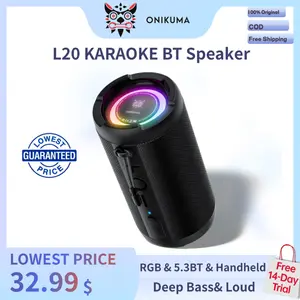 (Special Warranty Free 14-Day Trial)  ONIKUMA L20 With Freebies Bluetooth Speaker WIreless Speakers Long Battery Deep Bass Enough Loud Sounds With Mic Phone Call RGB Waterproof Speakers