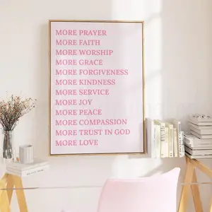 Pink Christian Printable Wall Art Bible Verse Scripture Preppy Dorm Room Wall Art Pink Wall Decor Pink Jesus Poster More God Pink Poster - No Frame