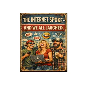 The Internet Spoke And We All Laughed Metal Tin Sign Funny Emoji LOL OMG Social Media Humor 8x12 Inch Iron Art Plaque Vintage Wall Decor