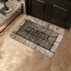 1pc 100% Polyester Stone Pattern Mat, Multi-Scene Decorative Rug, Flannel Short Pile, Soft Washable Nordic Style Door Mat, Indoor Use