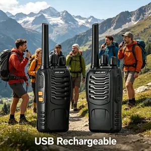 Walkie Talkies 2 Pack 16CH with Type-C Charging Station & Earpieces, Rechargeable UHF Two Way Radios for Camping Hiking Work Audio transceiver walky