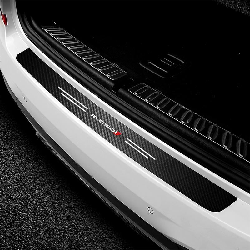 Carbon Fiber Car Door Sill Threshold Protector Auto Stickers Decals For Dodge AVENGER Logo SRT SXT RAM DART Accessories
