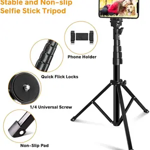 UBeesize Extendable Tripod Stand with Bluetooth Remote for iPhone & Android Phone, Heavy Duty Aluminum, Lightweight Accessories Selfie Stick 360 rotating
