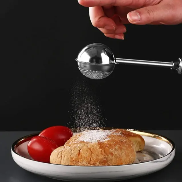 1pc Kitchen Flour Duster For Baking, One-Handed Operation, Stainless Steel Powdered Sugar Shaker Duster, Pick Up And Dust Flour Sifter