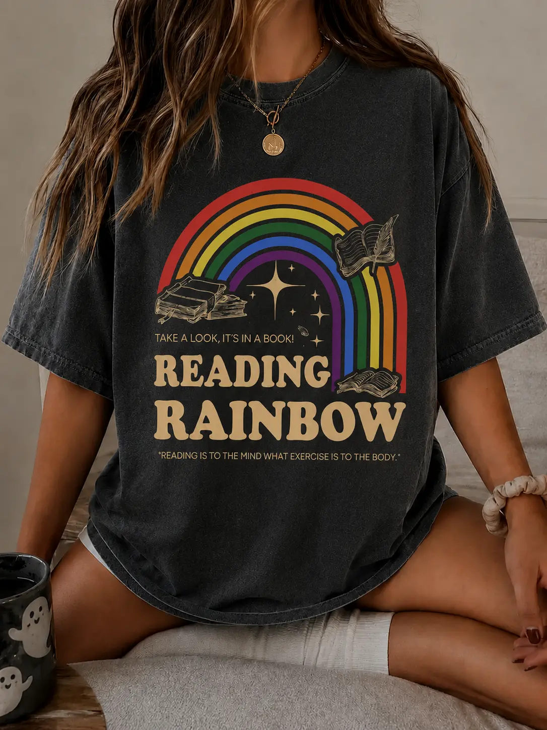 Comfort Colors Reading Rainbow Shirt, Retro Librarian Shirt, Teacher Appreciation, Retro Rainbow School Shirt, Book Lover Gift, Bookworm, 100% Cotton Unisex Design for Women & Men vintage graphic tees