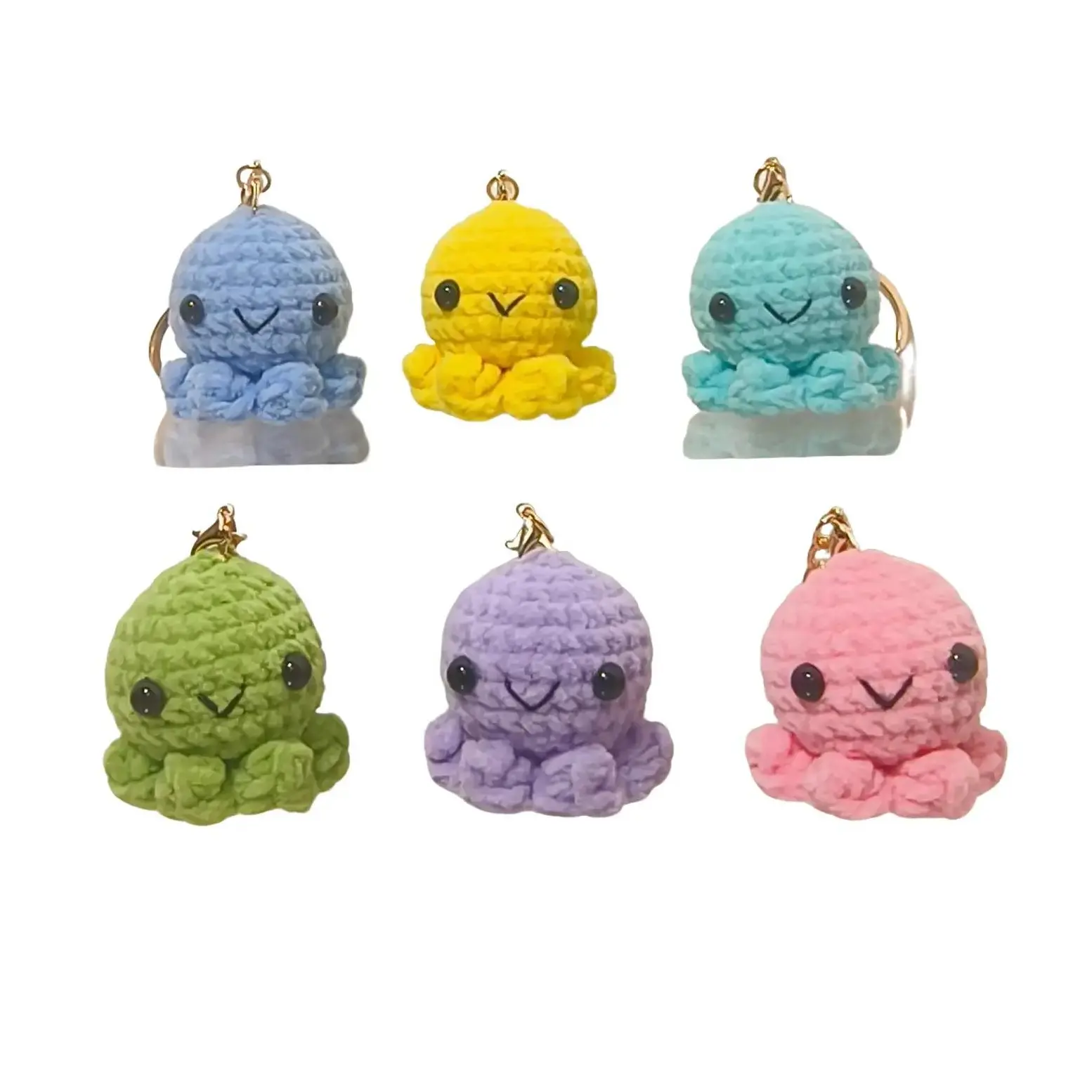 Crochet Baby OCTOPUS Keychain, Crochet Octopus Keychains, Crochet Bag charm, Handmade Cute Smiley Octopus Keyring, Gift for Her, Plush Doll