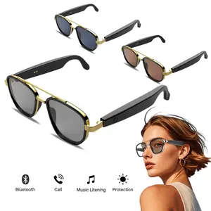 AI Smart Sunglasses with Bluetooth – UV & Blue Light Blocking – Polarized Lens – Music, Call, GPS Support – Fashion Metal Frame – Lightweight for All-Day Wear – Cool Color Options: Blue, Gray, Tea – Ideal for Driving, Sports, Outdoor Use