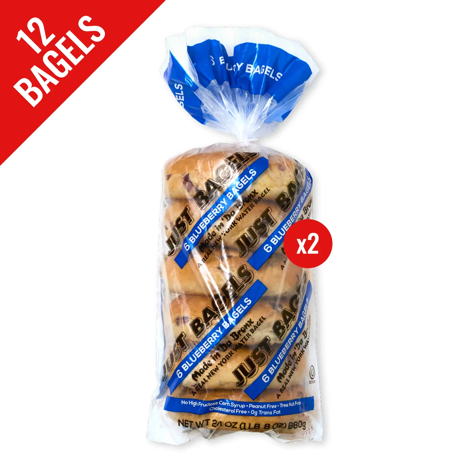 Just Bagels Blueberry Bagels 2 Packs of 6 Non-GMO Authentic New York Style Chewy Crunchy Bagels Made in Da Bronx