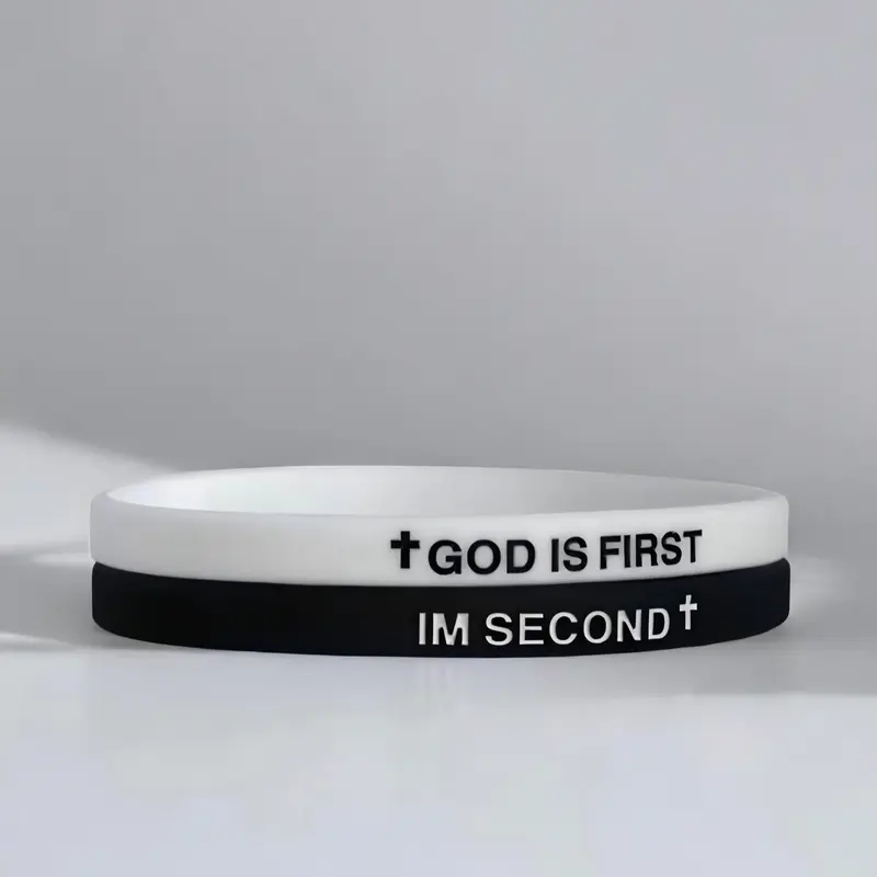 Christian Jesus Wristbands, Faith Prayer Bracelet, Bible Verse Bracelet, Inspirational God Is First Bracelet for Spiritual Strength, Stylish Religious Jewelry for Women & Men, Bracelets Stack