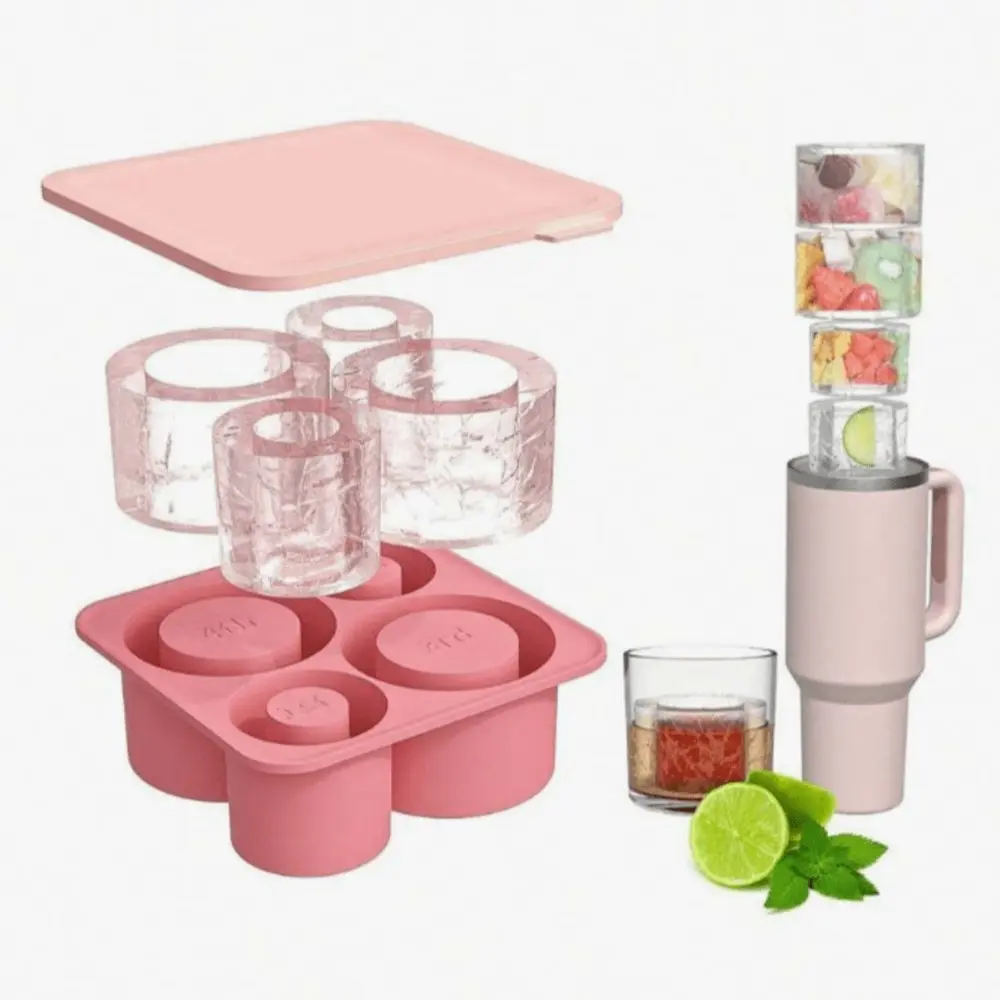 Reusable Silicone Cup Mold with Lid, Fits 20oz/30oz/40oz Travel Cups, Ice Cube Tray, Compatible with Stanley, Reusable Cup Accessories, Reusable Ice Cubes