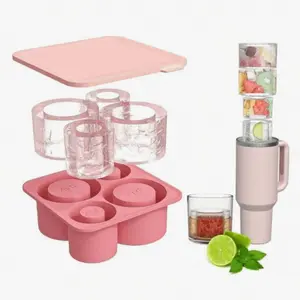 Reusable Silicone Cup Mold with Lid, Fits 20oz/30oz/40oz Travel Cups, Ice Cube Tray, Compatible with Stanley, Reusable Cup Accessories, Reusable Ice Cubes