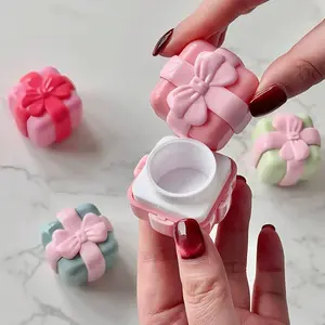Cute Mini 5g Refillable Blush/lip Balm Jar, Bow Gift Box Plastic Empty Container, Portable Travel Accessories, Holiday Gift Choice