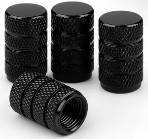 Aluminum Alloy Tire Valve Stem Caps, 4 Pcs Universal Car Wheel Tire Valve Caps, Universal Stem Covers for Cars Trucks Motorcycles SUVs and Bikes, Car Wheel & Tire Exterior Accessories (Black/4PCS)