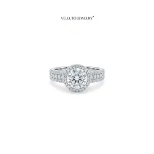 Platinum-Plated Moissanite Adjustable Ring, 2.0 Carat Total Weight – Round Cut, Color Grade D, Exquisite and Delicate
