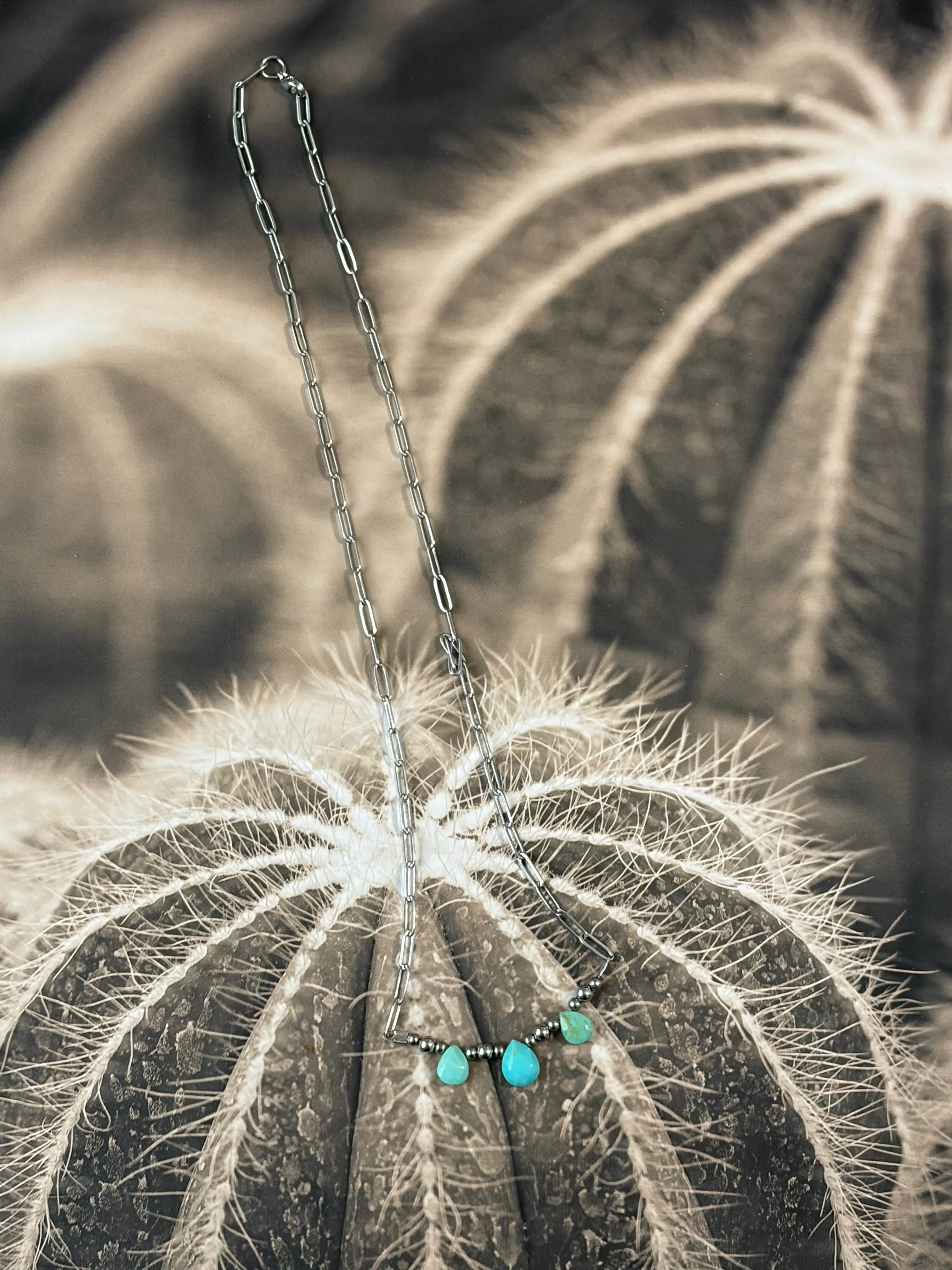 Desert Steel Kingman Turquoise Stacker Necklace