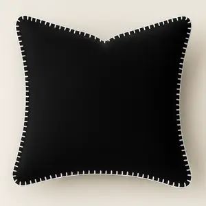 Whip Stitch Edged Solid Linen Pillow