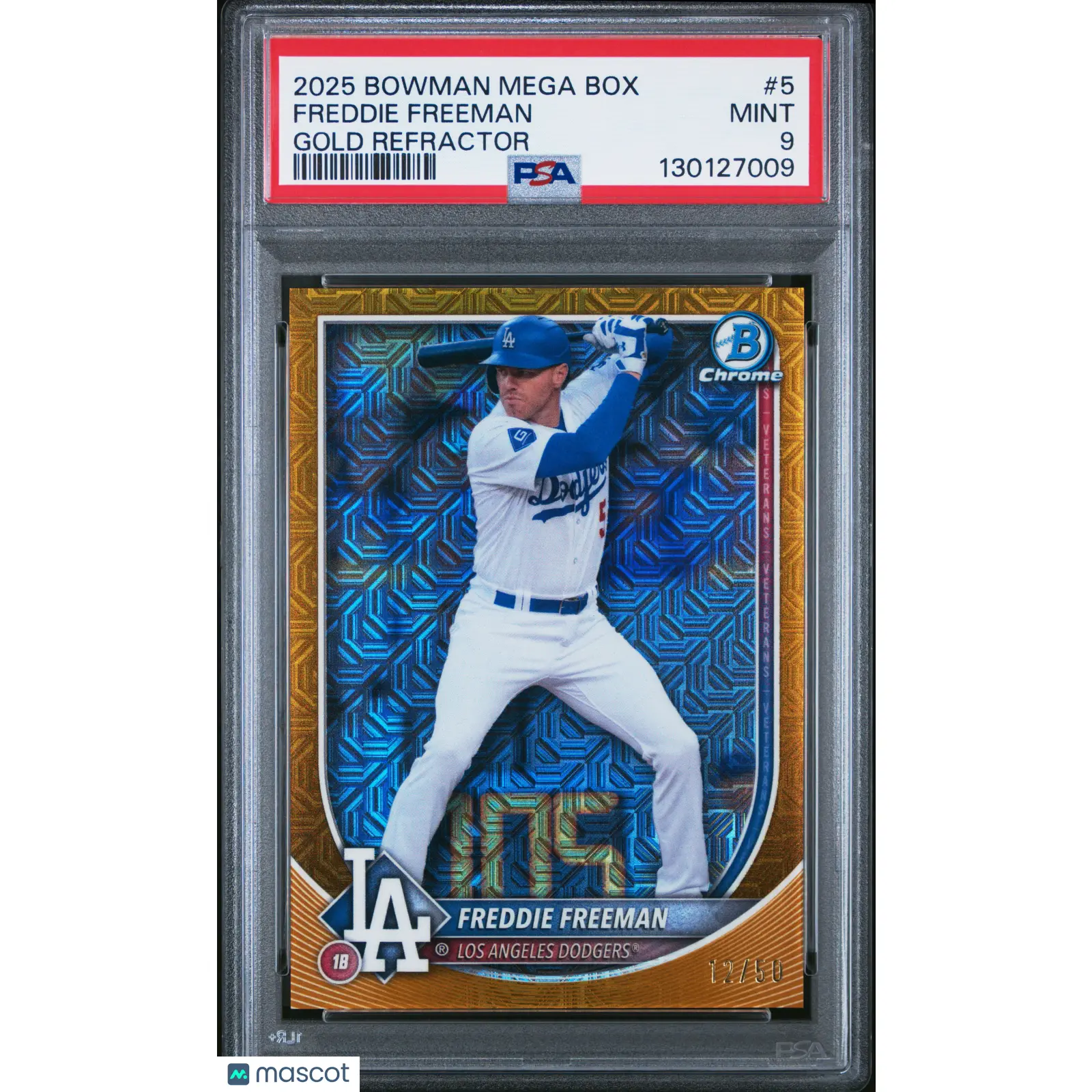 2025 Bowman Mega Box Chrome Freddie Freeman Gold Refractor 12/50 #5 PSA 9