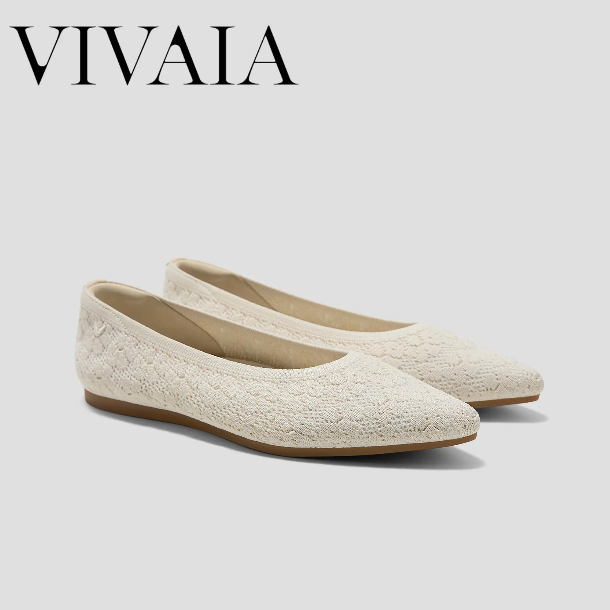 VIVAIA Women's Pointed-Toe Knit Ballet Flats , Arch Support Flats, Wedding Flats, Wedding Bride Shoes, Wide Feet Friendly With Herbal Arch Support Water-Repellent,Machine Washable, Zero Break-in Elegant Work / Daily Commute / Travel (Aria 5°) tiktokshopsp