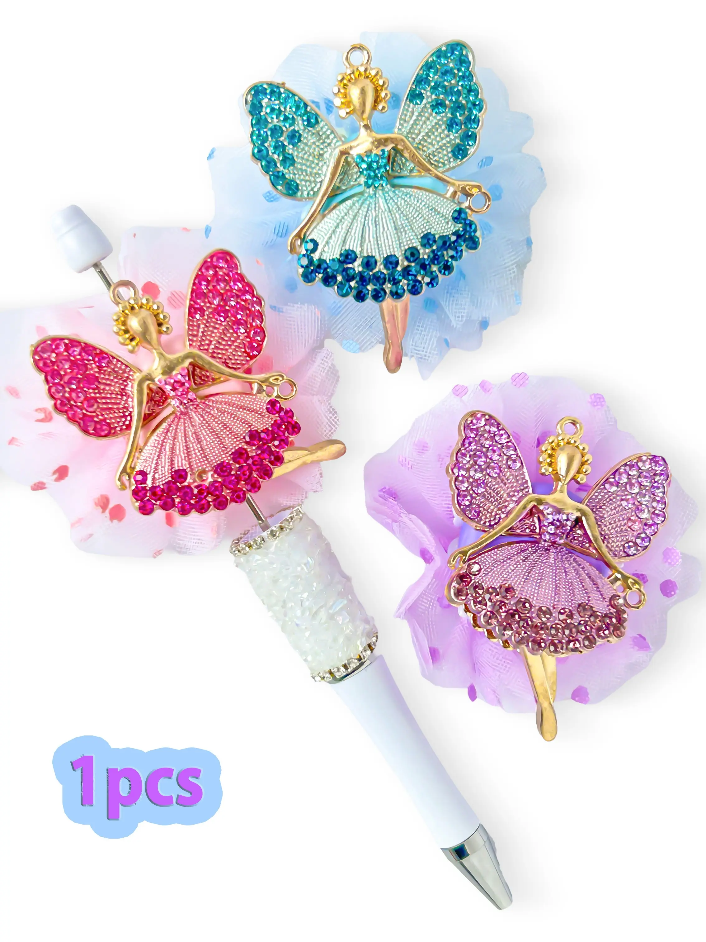1pcs Creative Handmade Ballet Girl Charm, DIY Bead Pen Girly Keychain Charms Accessory Jewelry, Indoor Decor, Car Hanging, Perfect Gift, All Seasons, Casual Style, Pendant, Butterfly