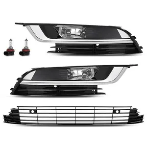 Fit For 2013-2017 Volkswagen CC Front Bumper Lower Grille+Fog Lights Assembly